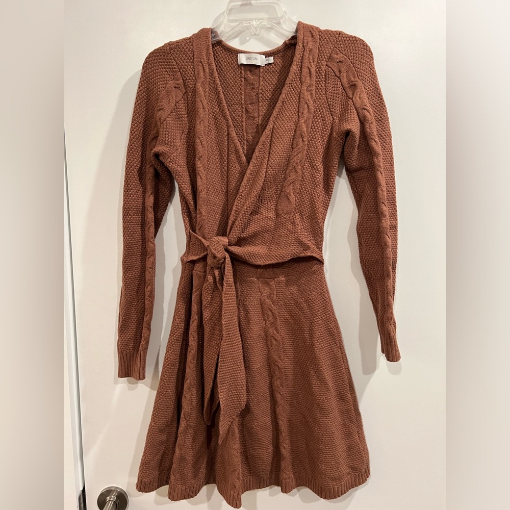 Women's Brown Knit Wrap Dress